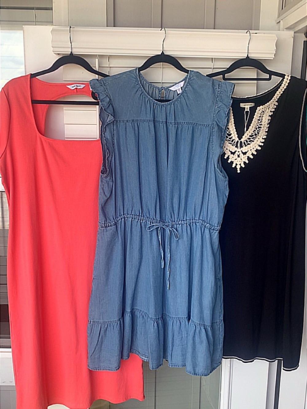 Denim Tie-Waist Sleeveless Dress - Blue